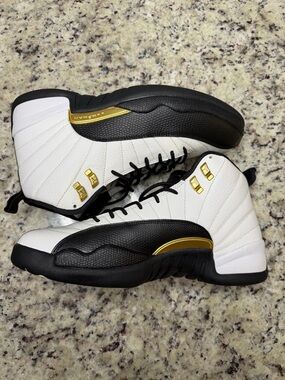 Jordan 12 White Black Gold Retro High-Top  Sneakers